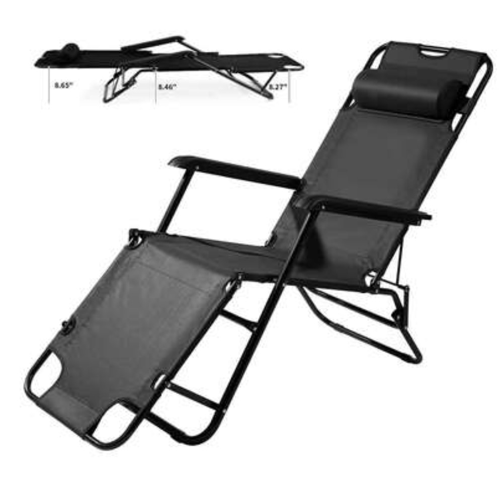 Folding Chair - 頑丈なポータブルキャンプチェア（フットレスト付き）、ビーチやパティオでの使用に適したリクライニングラウンジチェア、調節可能な背もたれと400ポンドの耐荷重を誇る大型折りたたみシート、旅行、釣り、ハイキング、ピクニック、コンサート、テールゲーティングに便利なコンパクトなキャリーバッグ付き