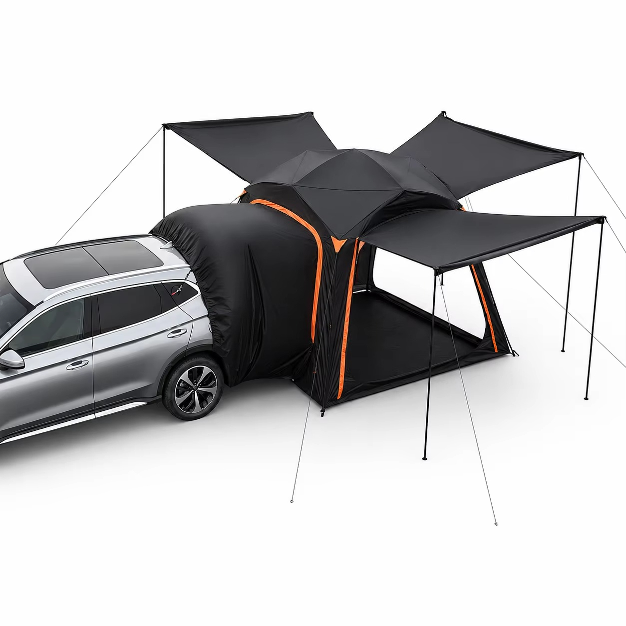 Outdoor Camping Car Tent - ユニバーサルSUVテールリアテント、ワンベッドルーム、防水、カーキャンプ用拡張オーニング、クイックオープンサンシェルター、アウトドア旅行用