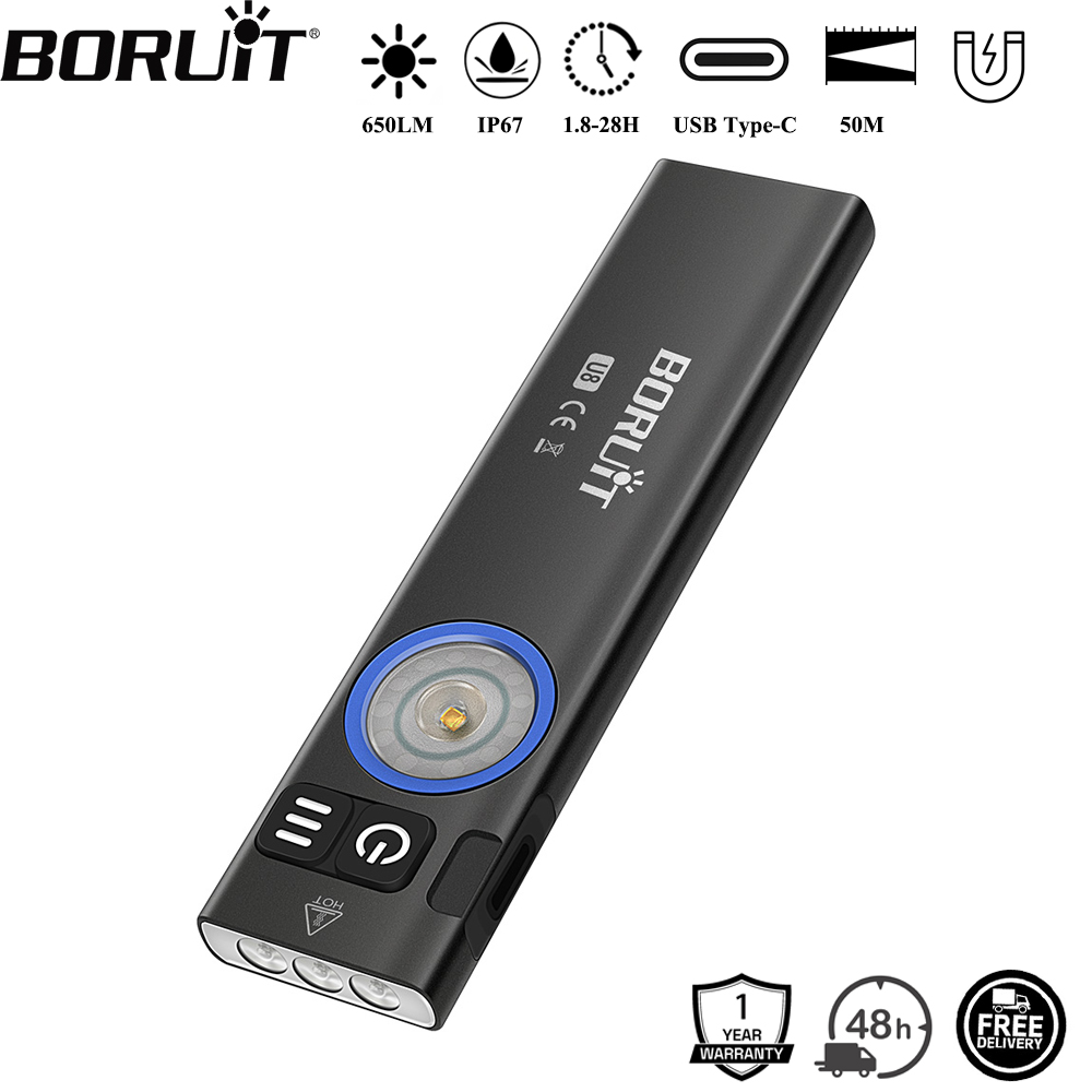 Outdoor Camping Glamping - BORUiT U8 650LM EDC LED懐中電灯 タイプC充電式