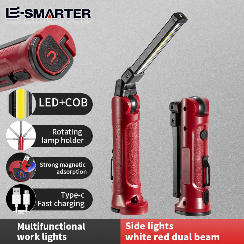Outdoor Camping Glamping - COB LED ワークライト充電式折りたたみ懐中電灯屋外キャンプ車修理照明ポータブルランプ磁気吊りフック付き