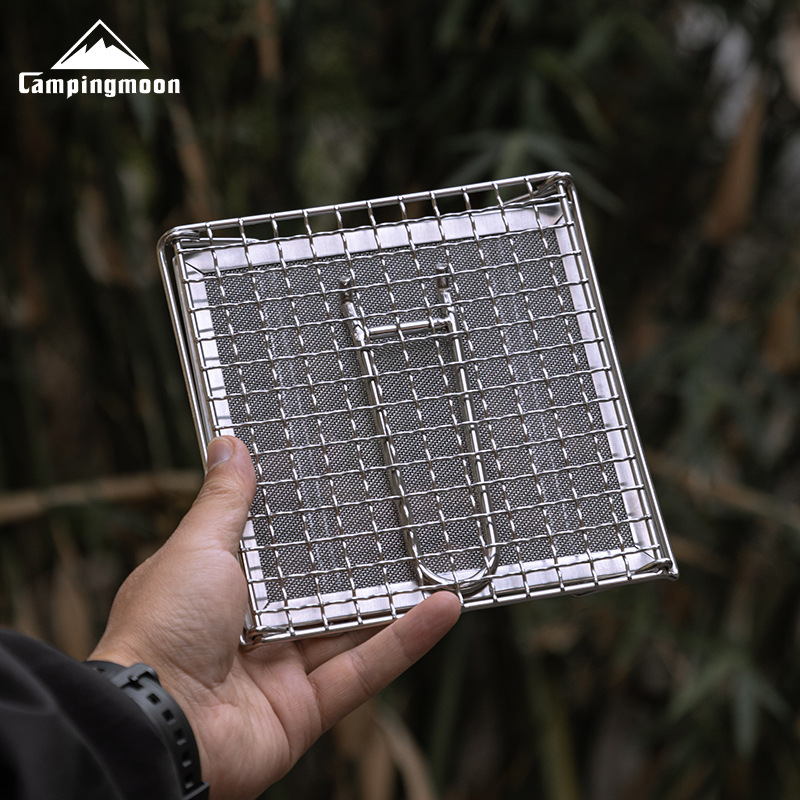 Outdoor Camping Heater For Tent - CAMPINGMOON アウトドアキャンプ 304 ステンレス鋼折りたたみトーストグリルネット、均等に焼き上げるカードタイプガスストーブバーベキューネット US-1312