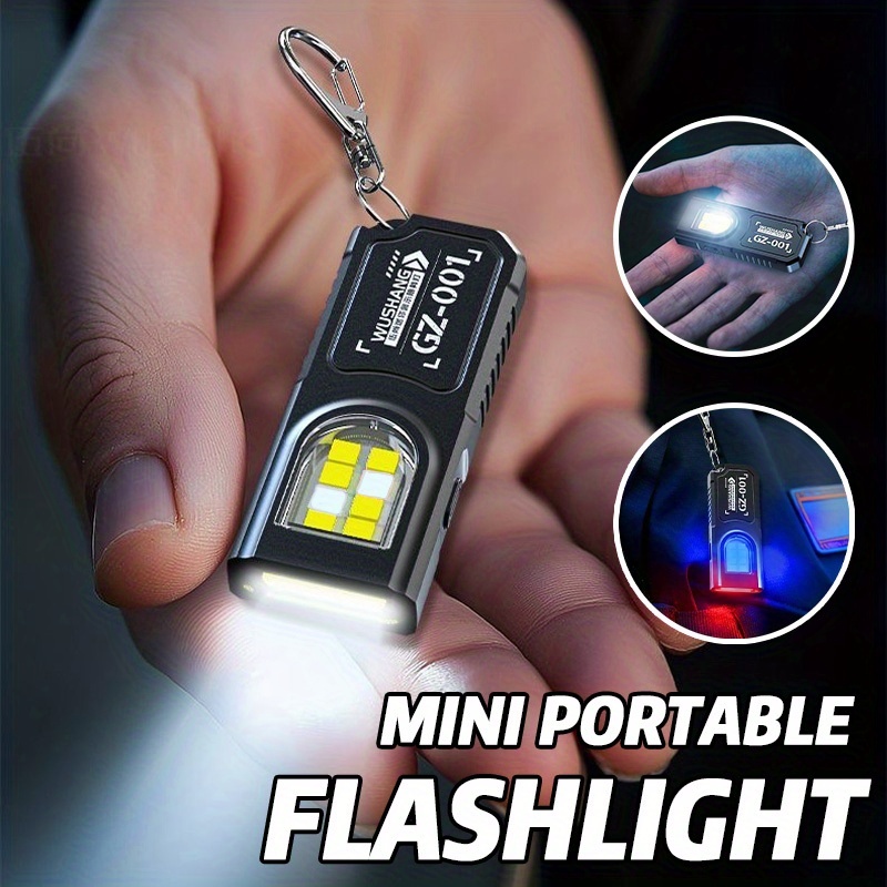 Outdoor Camping Glamping - 強力なミニCOB LEDキーホルダー懐中電灯、USB C充電式、吊り下げ式作業灯、防水キーリング、キャンプ、ウォーキング、ポケットランプ