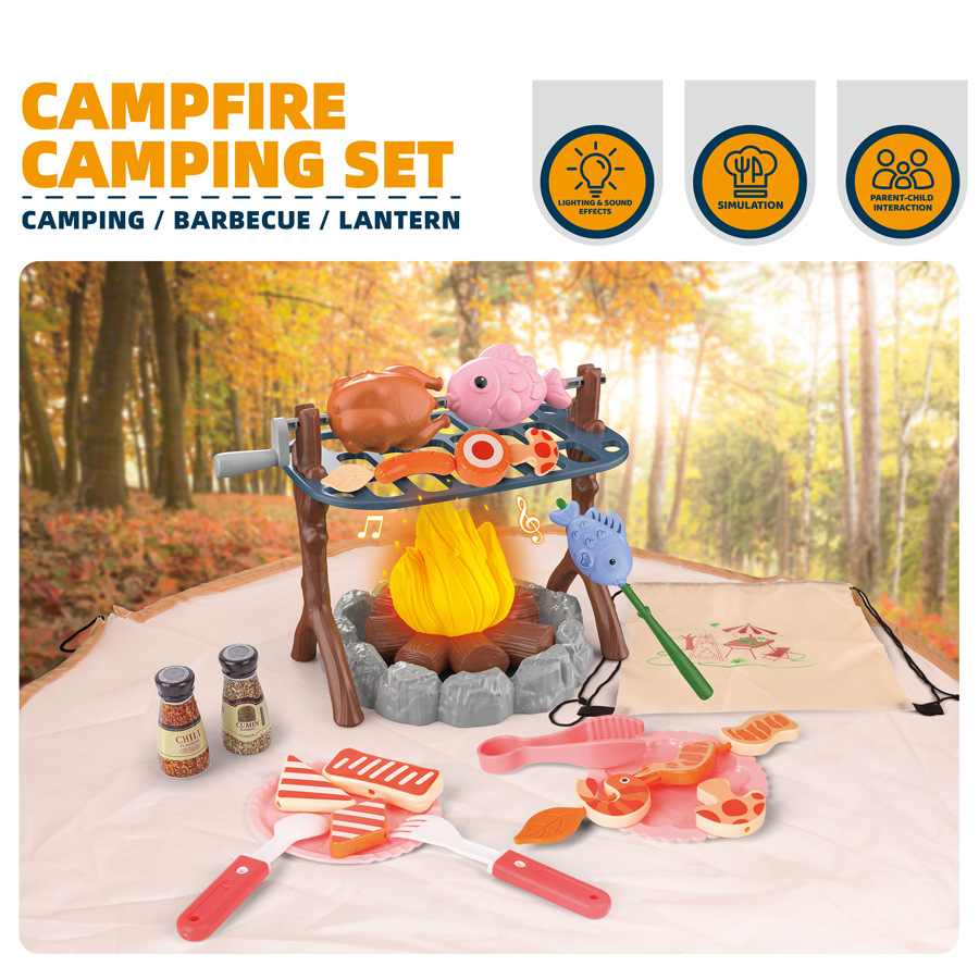 Outdoor Camping Food - 子供用キャンプテントセット ベビープレイグラウンド ミニチュアフード 子供用テントハウス 室内・屋外 親子インタラクティブゲームおもちゃ