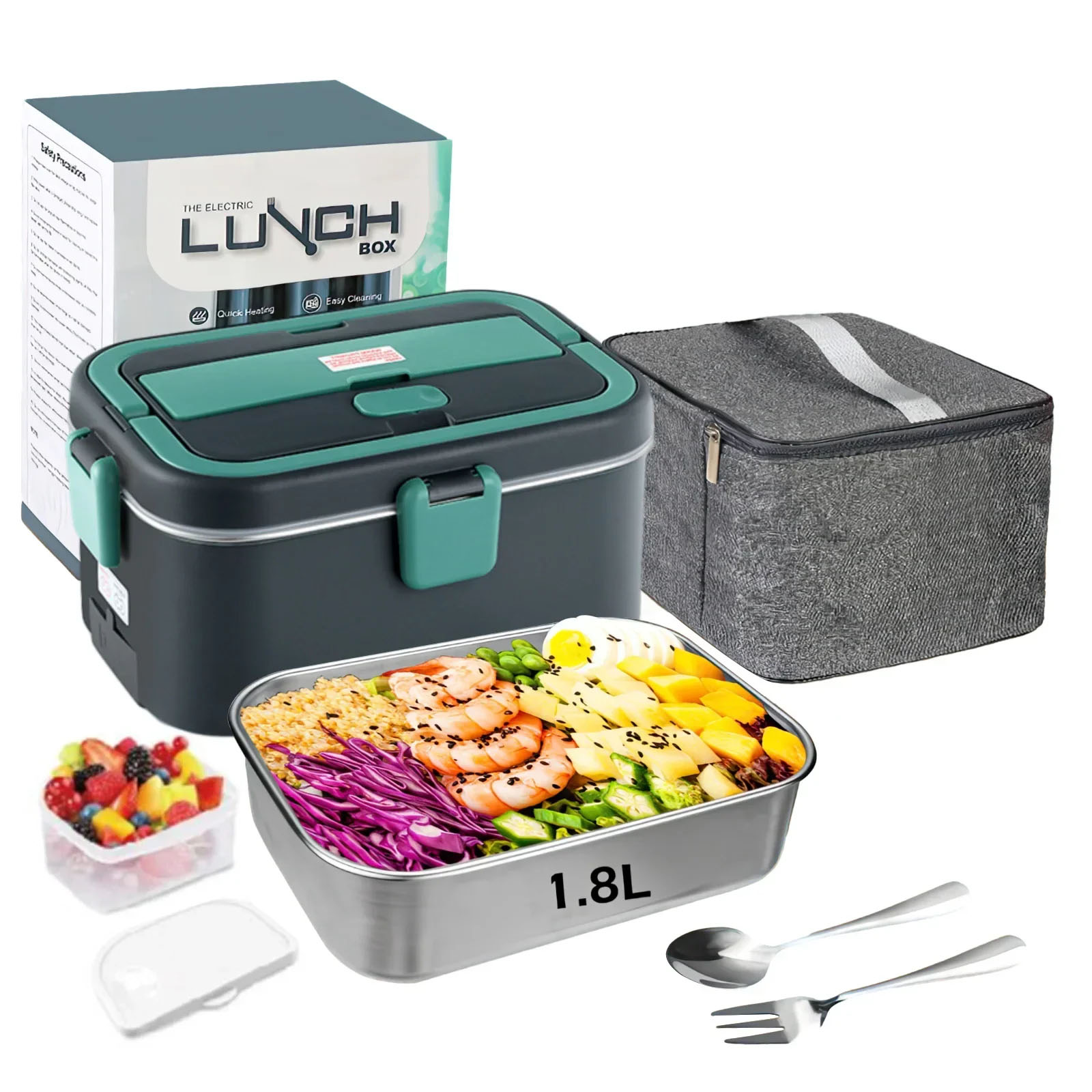 Outdoor Camping Food - 電気ランチボックス フードウォーマー 1.8L 80W アウトドア キャンプ