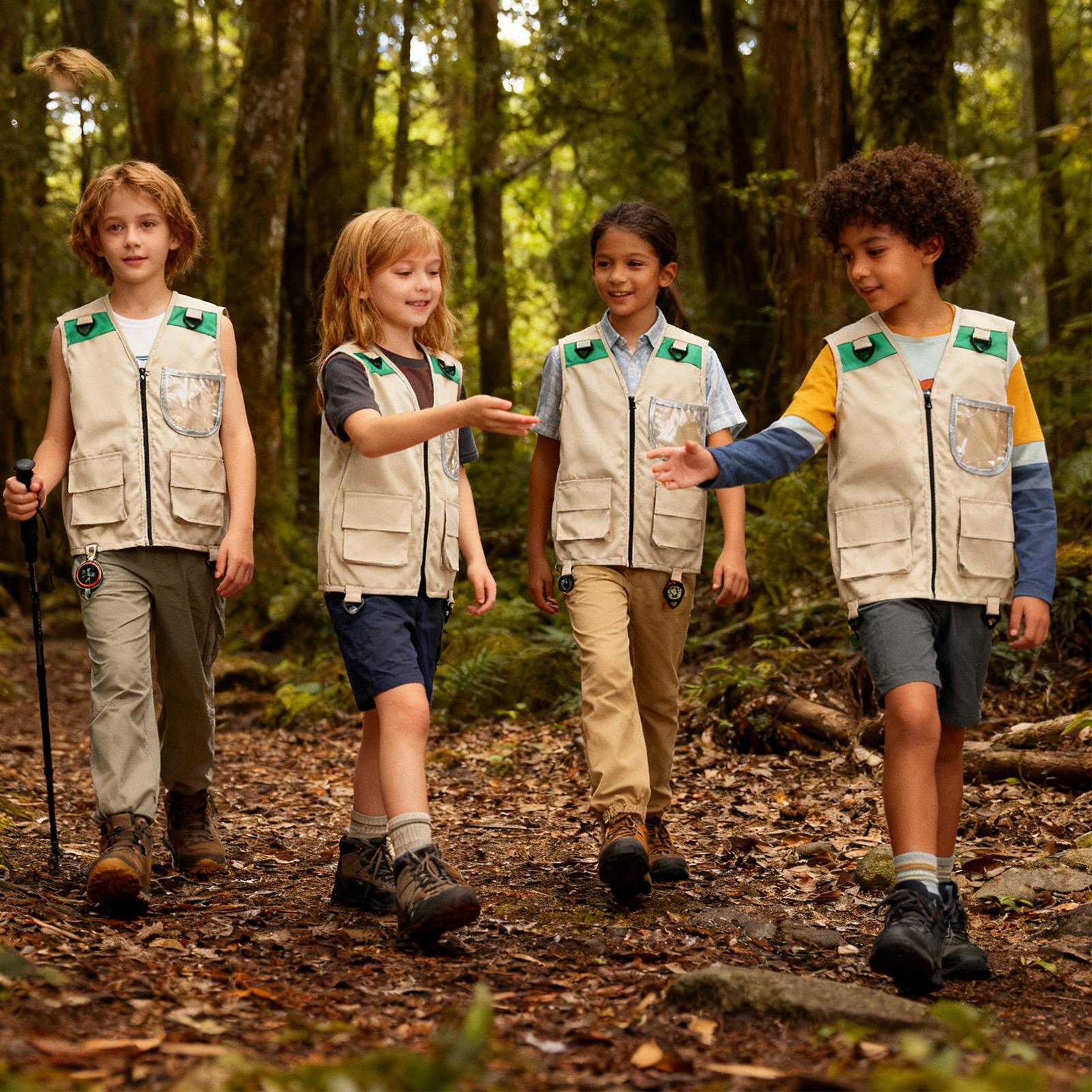 Outdoor Camping Kids Activities - キッズカーゴベストノースリーブコスチュームジャケットアウトドアベスト公園動物園キャンプハイキング探検トレッキングアウトドアアクティビティロール用