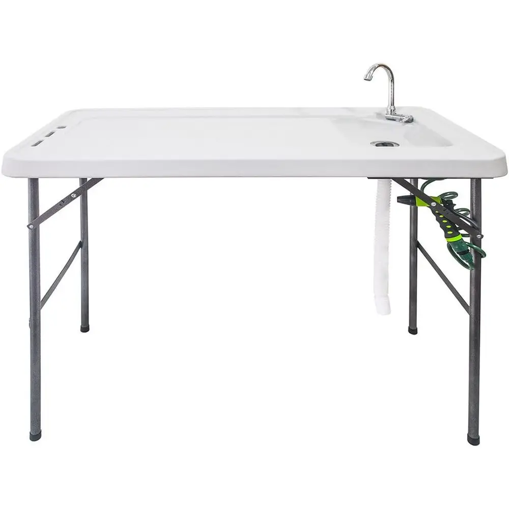 Outdoor Camping Sink - ビーチ、パティオ、ピクニック用のホース接続とスプレーノズル付きポータブル頑丈アウトドアキャンプシンク