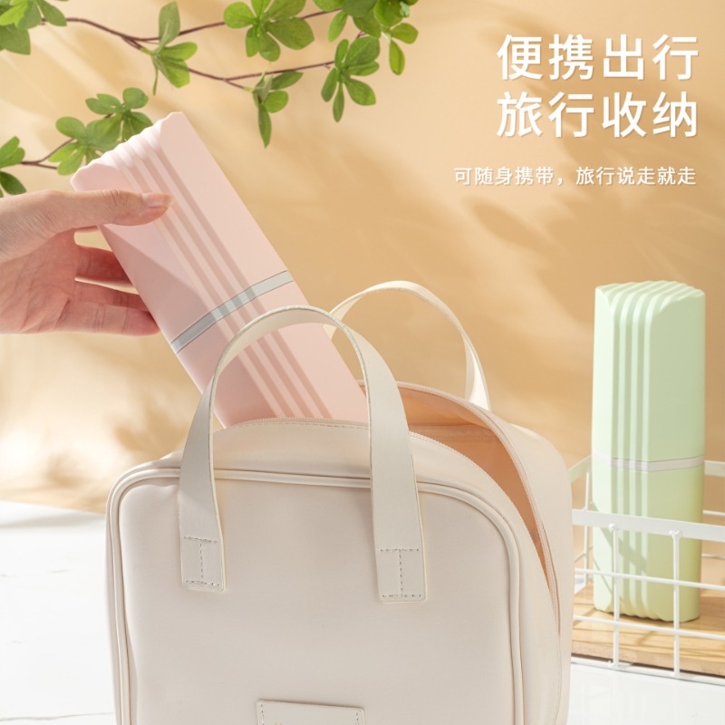 Outdoor Camping Bathroom - ソリッドカラー トラベル歯ブラシホルダー 蓋付き ポータブル バスルームオーガナイザー 学生用