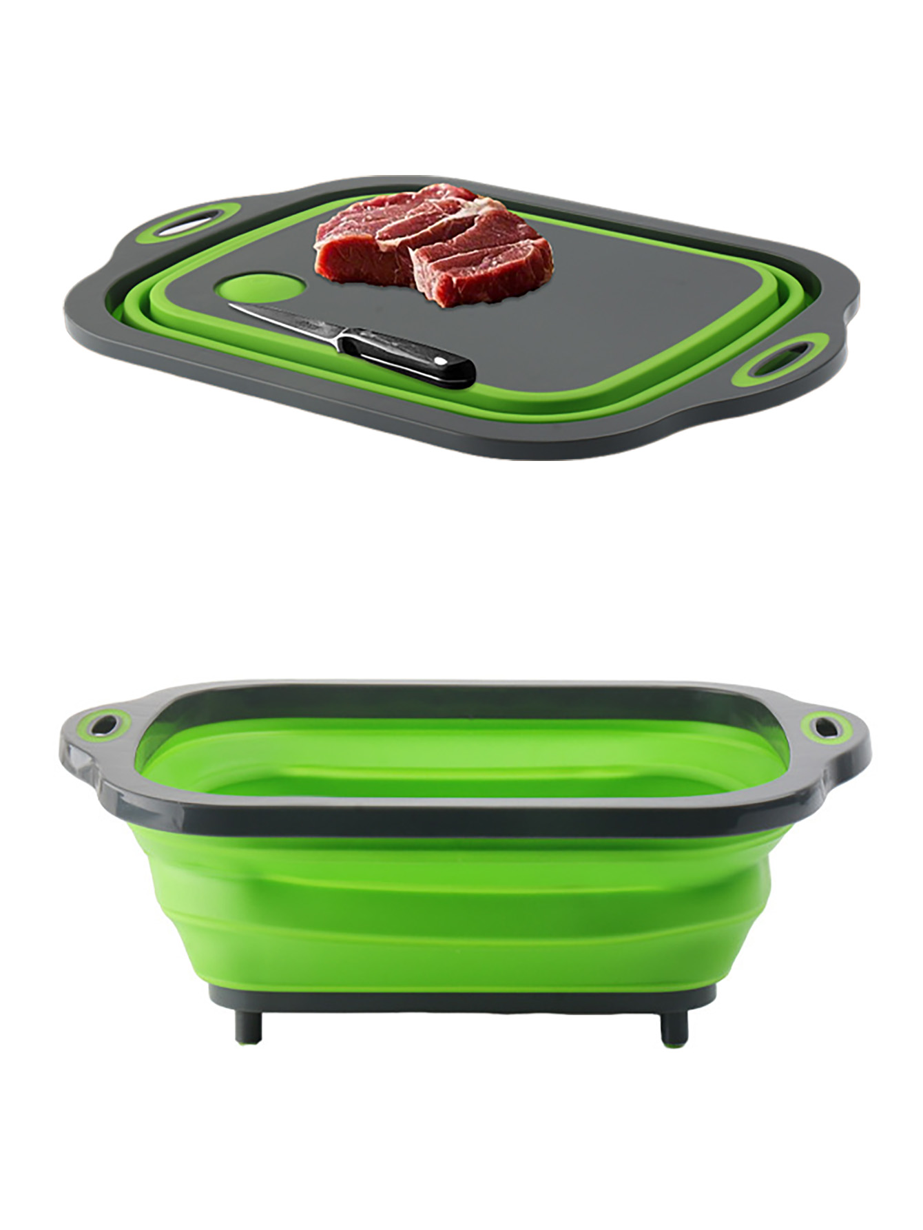 Outdoor Camping Sink - キャンプ用折りたたみ式まな板、食器洗い桶、BBQ準備用タブ、キャンプ用シンク、食器洗い場、多機能収納バスケット
