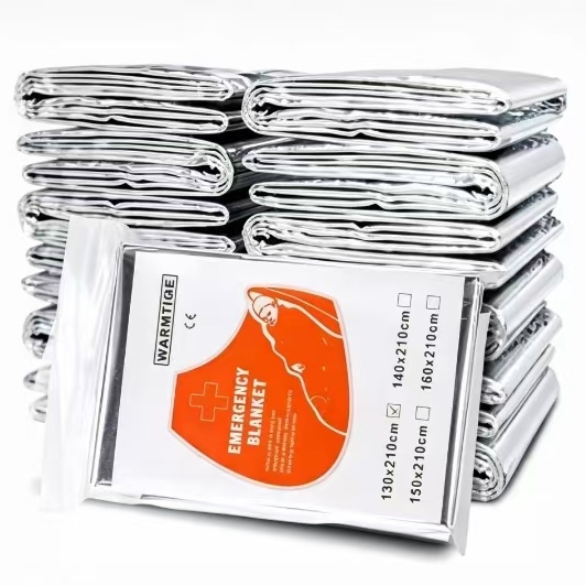 Outdoor Camping Heated Blanket - マイラー製緊急用保温ブランケット、シルバーフォイル製サバイバルブランケット、キャンプ・ハイキング・アウトドア用保温応急処置ブランケット