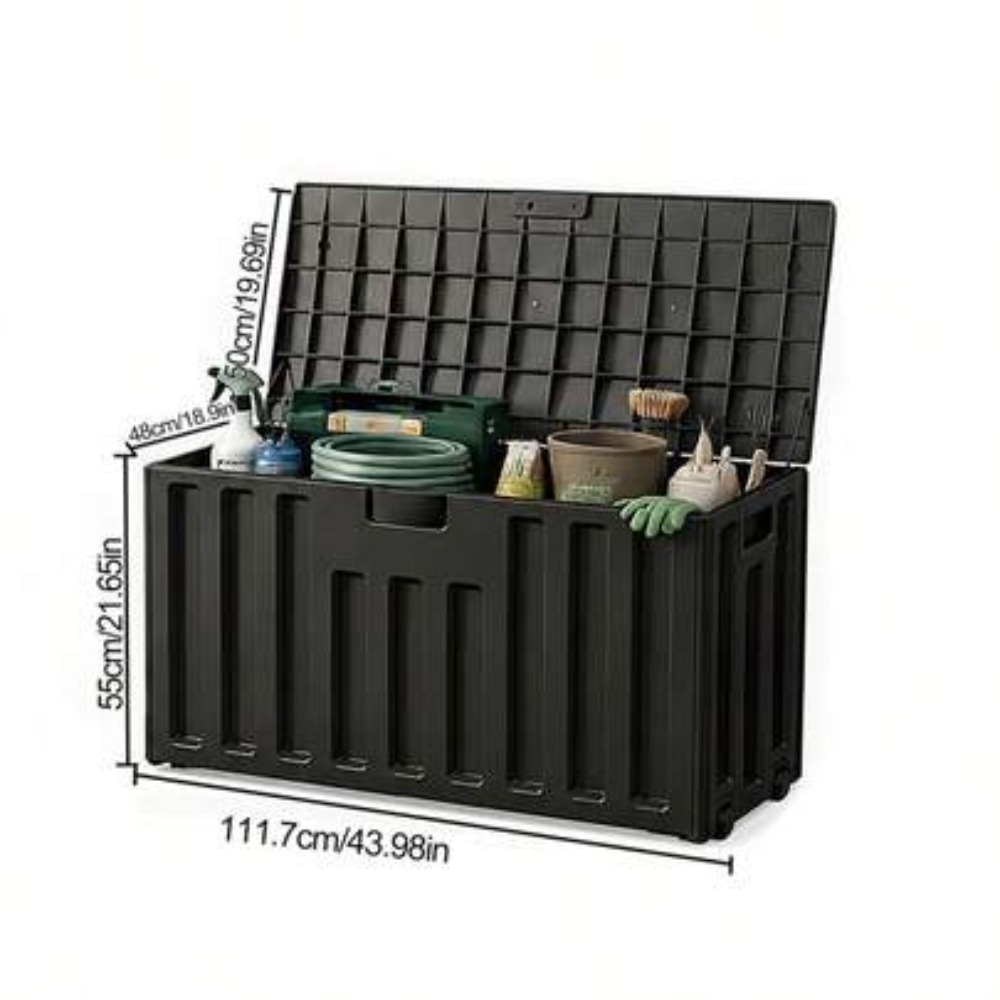 大容量屋外収納コンテナ レジン製デッキボックス ブラックウッ - Outdoor Camping Decke のレビューと価格