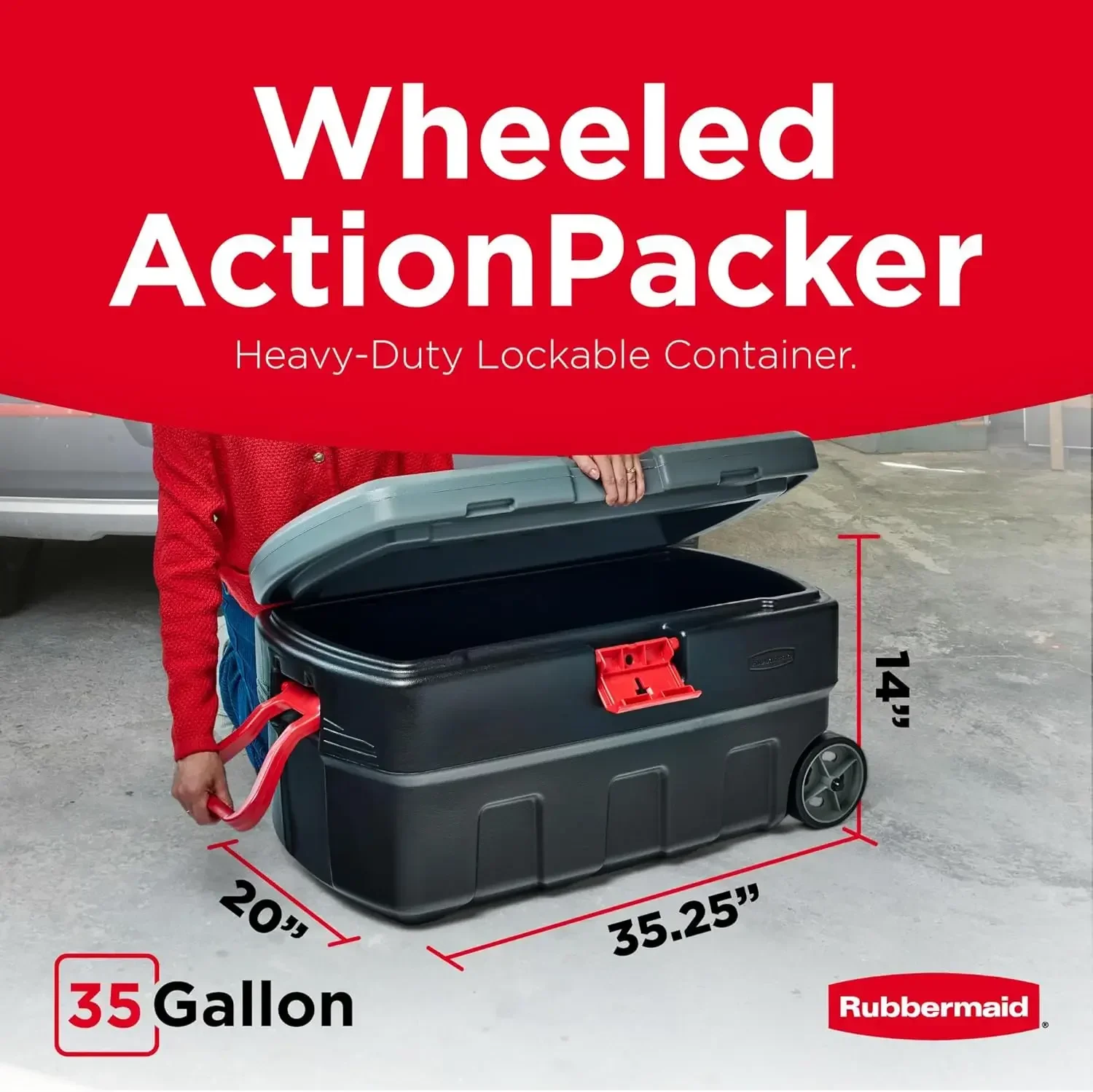 ActionPacker 35ガロン、アメリカ製、蓋と車輪付 - Outdoor Camping Usa のレビューと価格