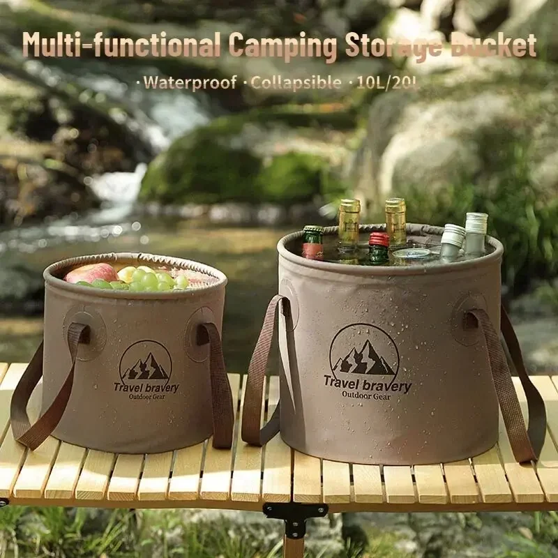 カバー付きポータブルシリコンバケット,折りたたみ式,車,釣り - Outdoor Camping Bathroom のレビューと価格