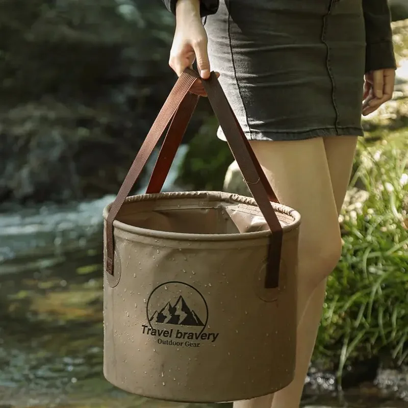 カバー付きポータブルシリコンバケット,折りたたみ式,車,釣り - Outdoor Camping Bathroom のレビューと価格