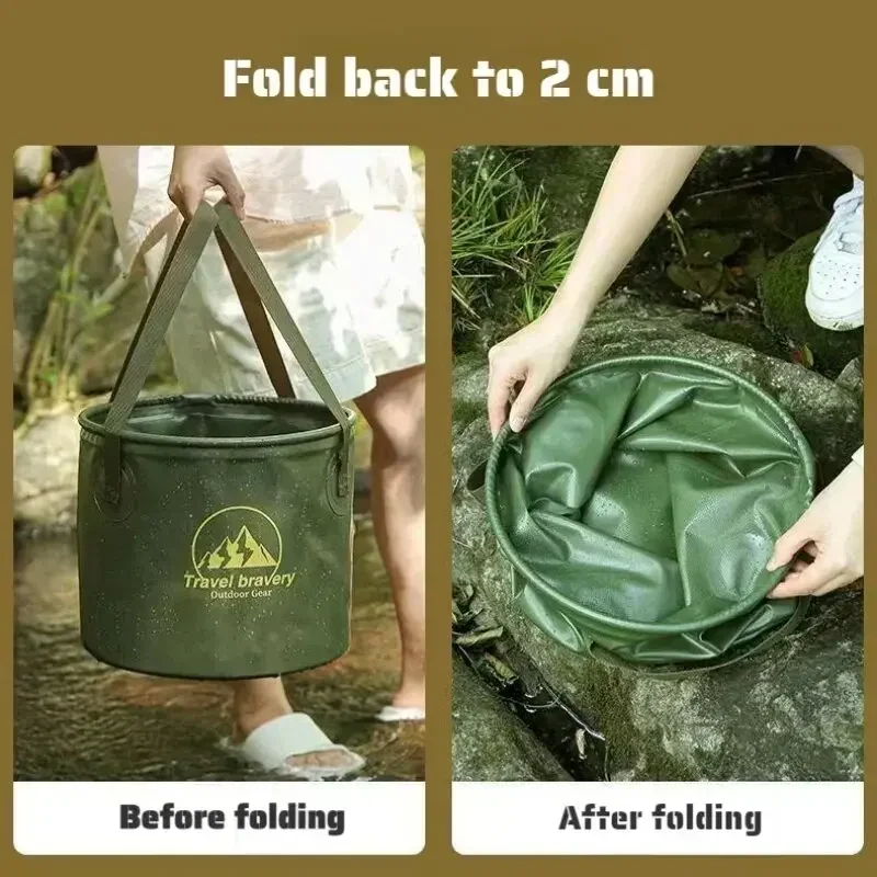 カバー付きポータブルシリコンバケット,折りたたみ式,車,釣り - Outdoor Camping Bathroom のレビューと価格