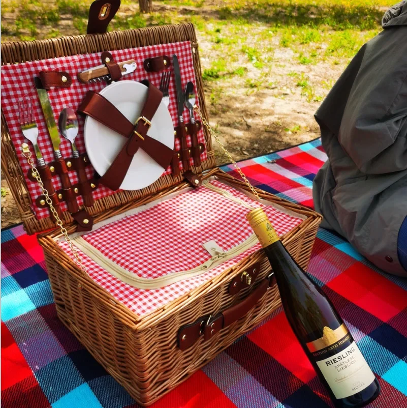 家族の外出用ピクニックバスケット、屋外キャンプ用食品と食器収 - Outdoor Camping Food のレビューと価格
