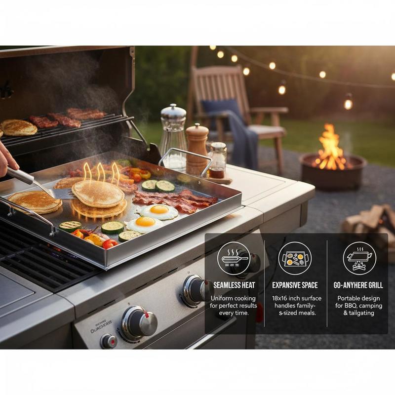 ユニバーサルフラットトップグリドル 18x16インチ キャン - Outdoor Camping Food のレビューと価格