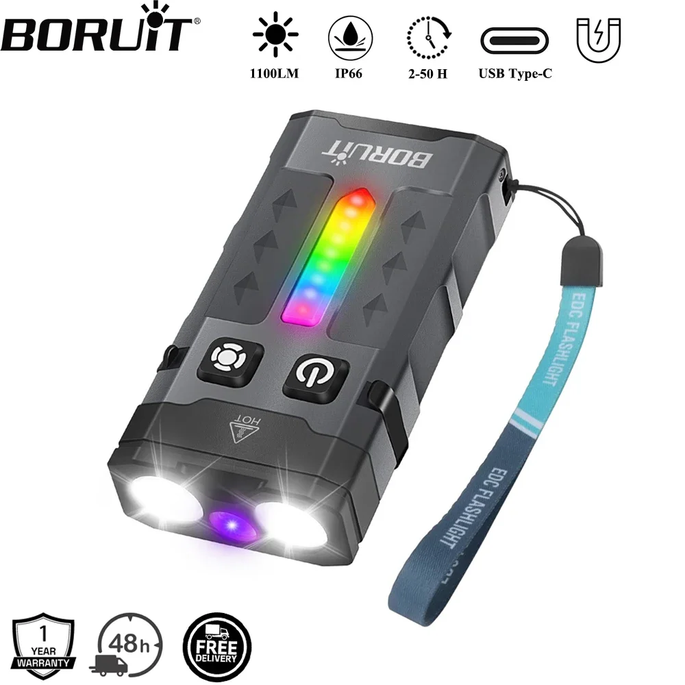 BORUiT EV20 1100LM EDC UVキーホルダ - Outdoor Camping Glamping のレビューと価格