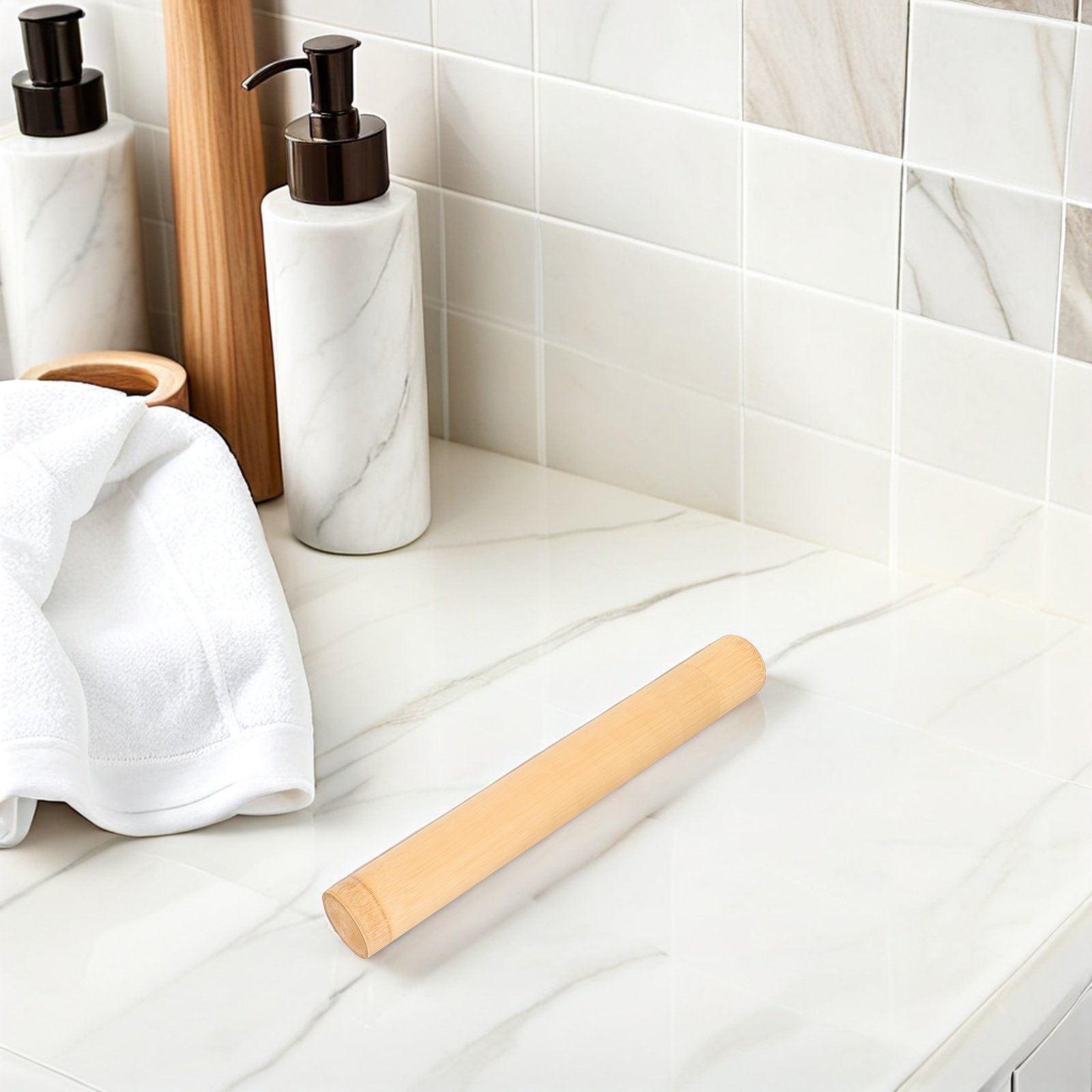 竹製歯ブラシホルダー4個セット、旅行用ポータブル防塵収納ケー - Outdoor Camping Bathroom のレビューと価格