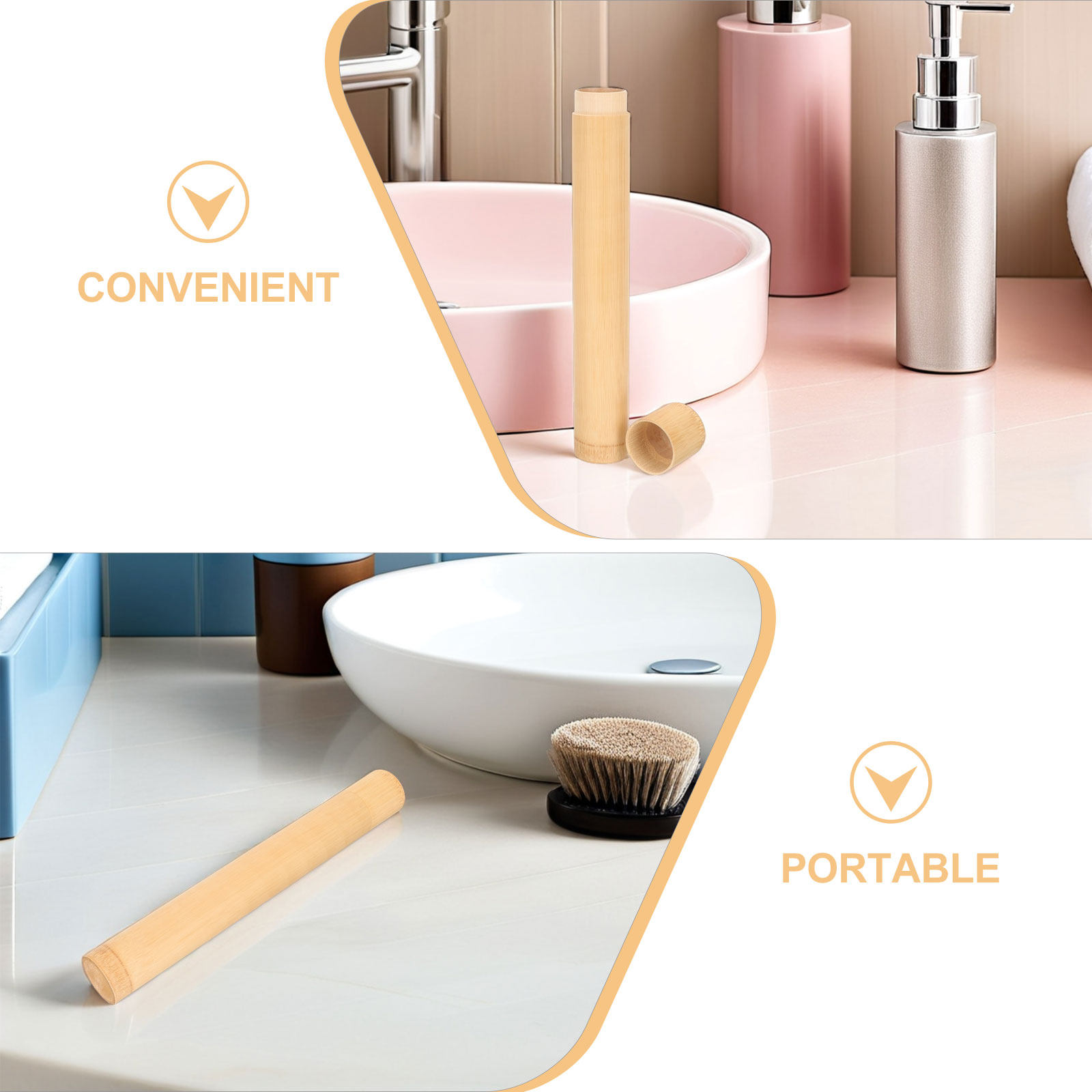 竹製歯ブラシホルダー4個セット、旅行用ポータブル防塵収納ケー - Outdoor Camping Bathroom のレビューと価格