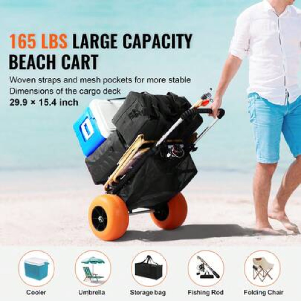 ビーチカート折りたたみ式ワゴン、12インチフォームホイール、 - Outdoor Camping Decke のレビューと価格