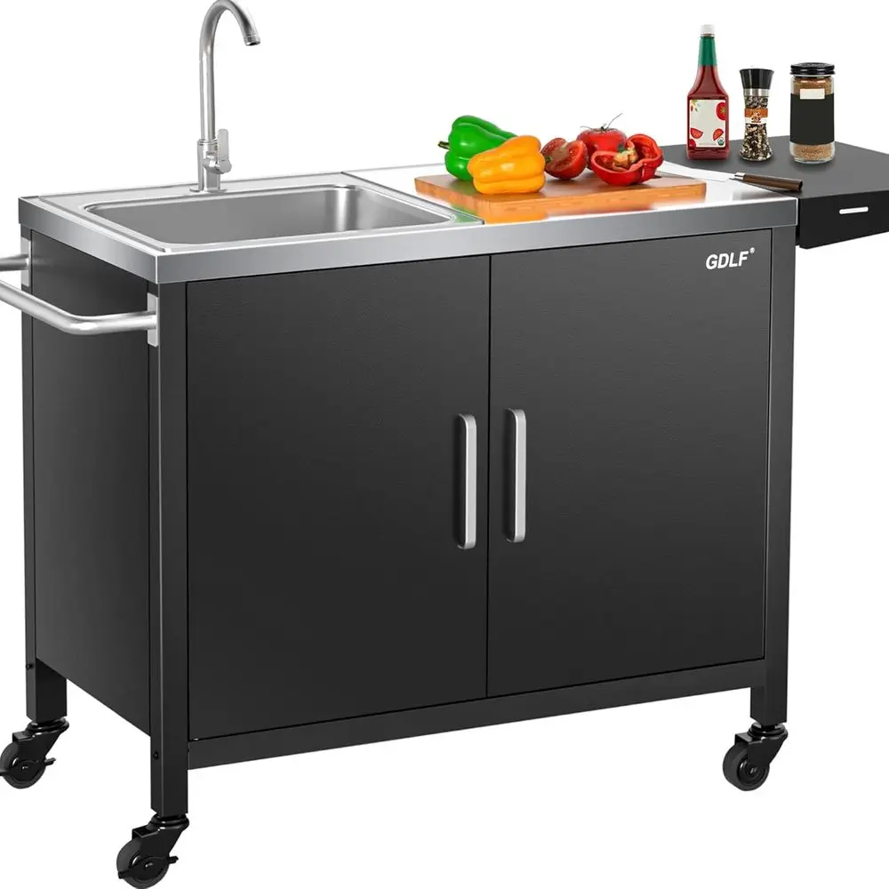 屋外キッチンアイランド、ステンレス製シンク、金属製グリルカー - Outdoor Camping Sink のレビューと価格