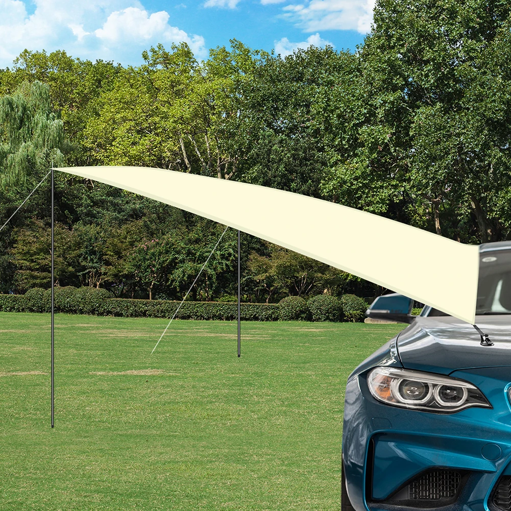 2x3m格納式車両用オーニング、テントポール付き、ポータブル - Waterproof Tarp Shelter のレビューと価格