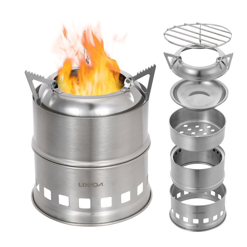 Lixada-ステンレス鋼の薪ストーブ,アルコールバーナー, - Outdoor Camping Sink のレビューと価格