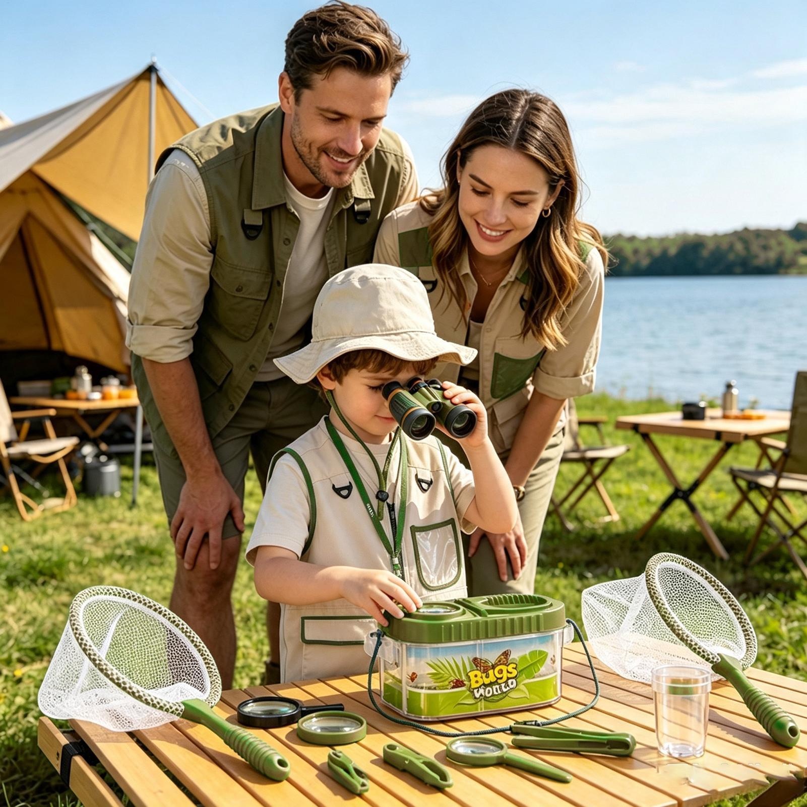 子供用アドベンチャーキット 虫眼鏡付き帽子 軽量科学キット  - Outdoor Camping Kids Activities のレビューと価格