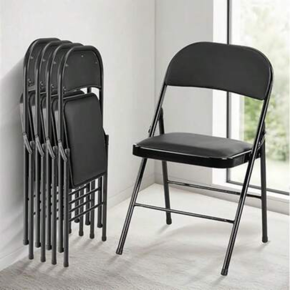 折りたたみ椅子4脚セット、革張りのパッド入り折りたたみ椅子、 - Folding Chair のレビューと価格