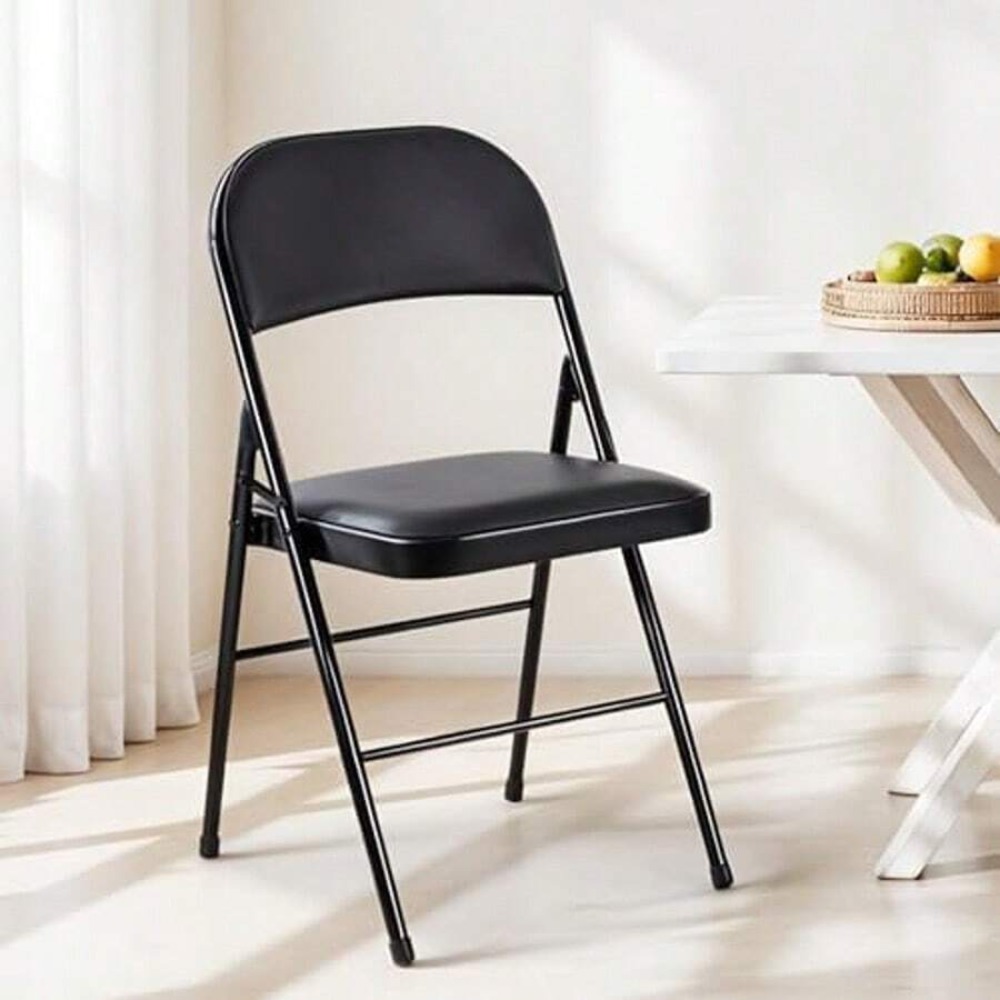 折りたたみ椅子4脚セット、革張りのパッド入り折りたたみ椅子、 - Folding Chair のレビューと価格