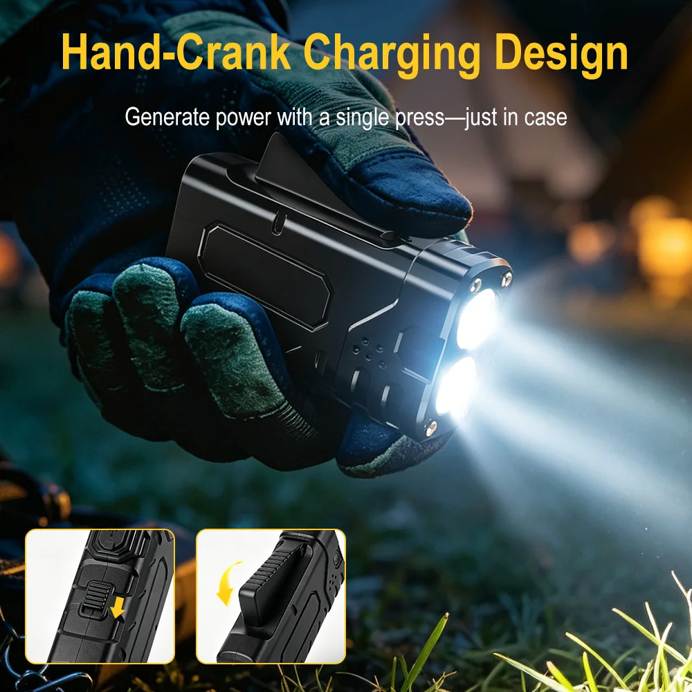 BORUIiT ハンドクランク EDC LED フラッシュラ - Outdoor Camping Glamping のレビューと価格