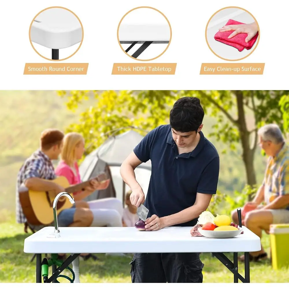 ビーチ、パティオ、ピクニック用のホース接続とスプレーノズル付 - Outdoor Camping Sink のレビューと価格