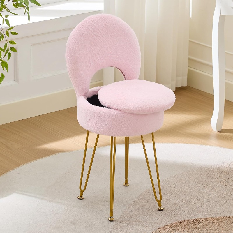 フェイクファー ホワイト スモール バニティチェア＆スツール - Folding Chair のレビューと価格