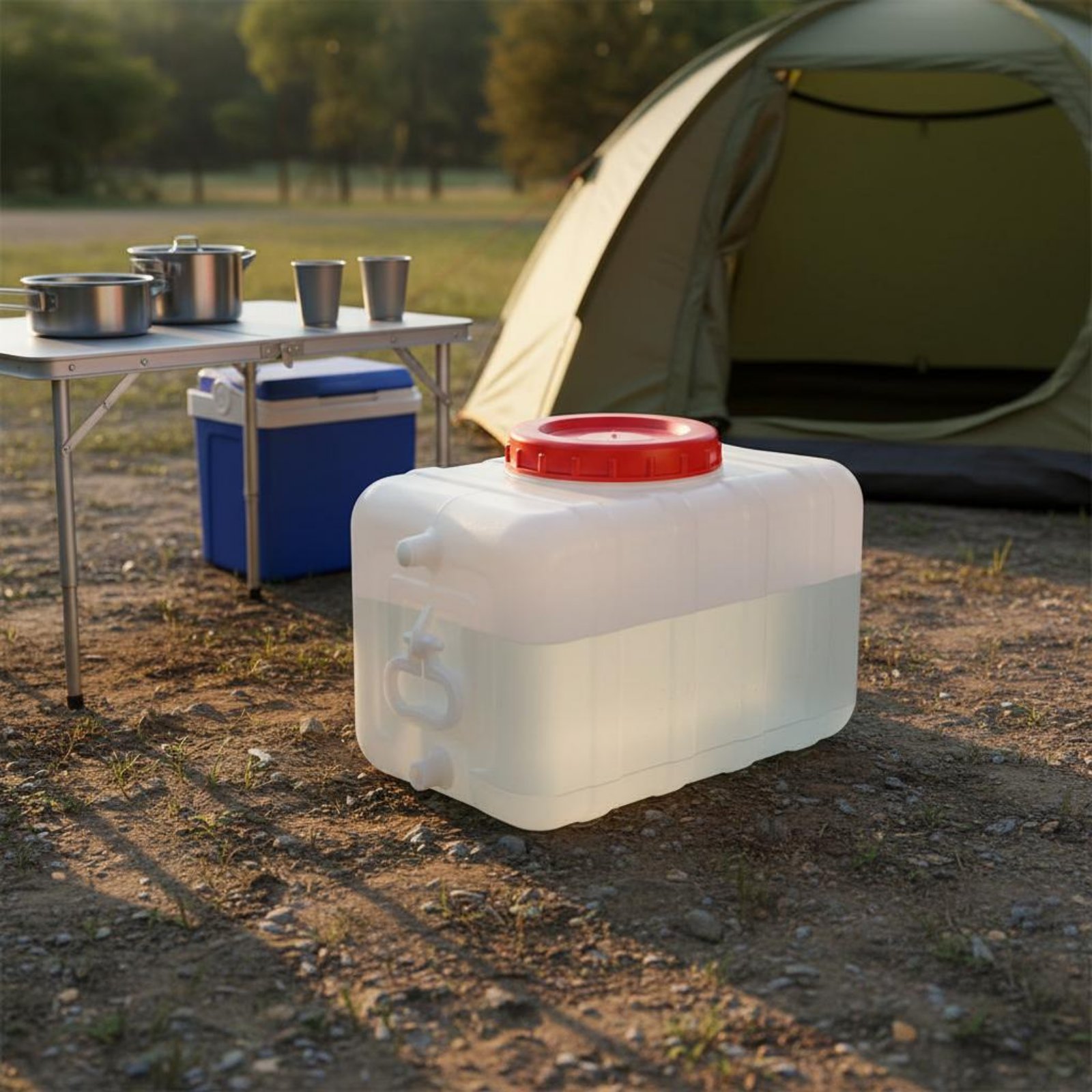 食品グレードのプラスチック製水差し、漏れ防止の蓋付き、長方形 - Outdoor Camping Food のレビューと価格