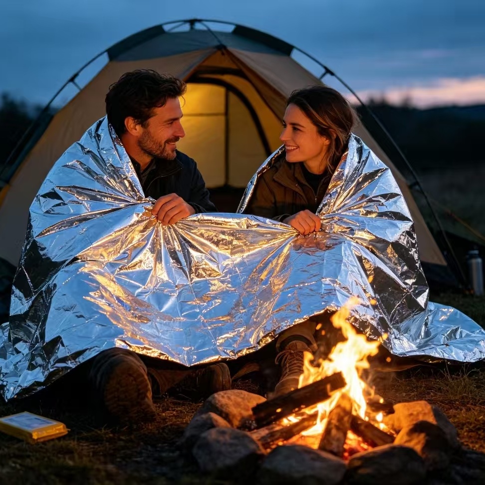 マイラー製緊急用保温ブランケット、シルバーフォイル製サバイバ - Outdoor Camping Heated Blanket のレビューと価格